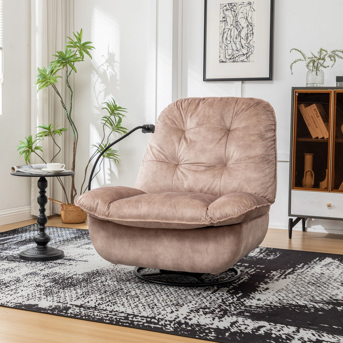 Modern Swivel Gliding Recliner Chair With Rocking Function And Phone Holder, Large Comfortable