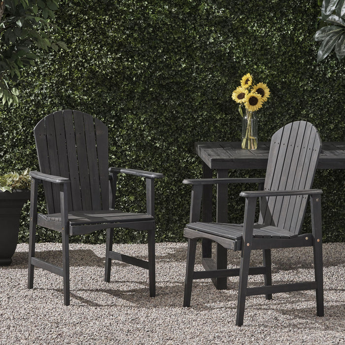 Outdoor Weather Resistant Acacia Wood Adirondack Dining Chairs (Set of 2)