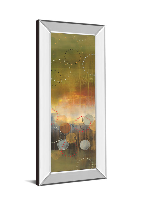 Circles In Green Panel I By Jeni Lee - Mirror Framed Print Wall Art - Green