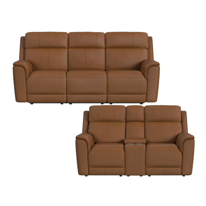 2 PC Sofa & Loveseat Set - Top grain leather with Power Recliners
