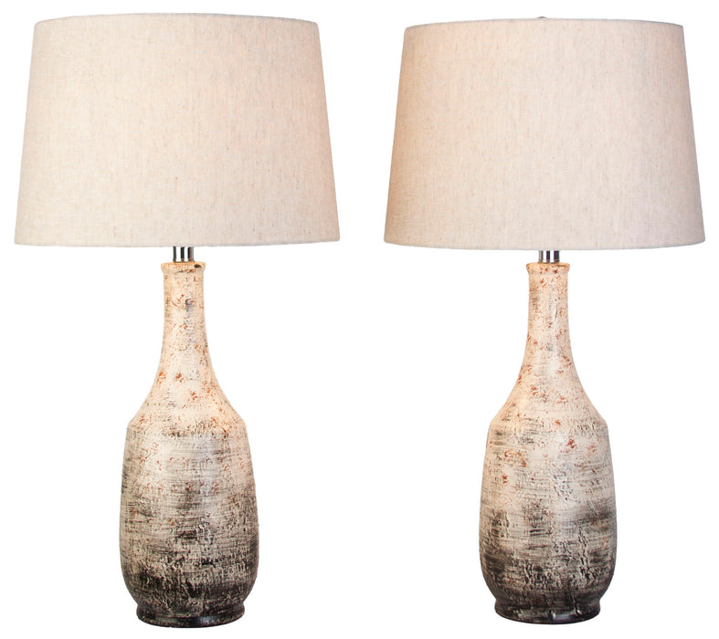 Ivory Patina - 28 X 15 - Ceramic Table Lamp (Set of 2) - Weathered Ivory Reactive Glaze
