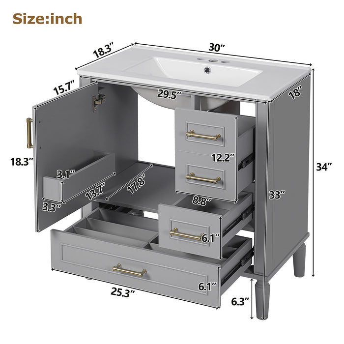 Traditional Bathroom Vanity Set With Soft Close Doors