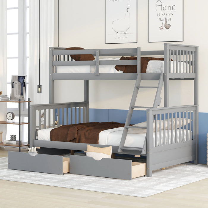 Bunk Bed With Ladders And 2 Storage Drawers