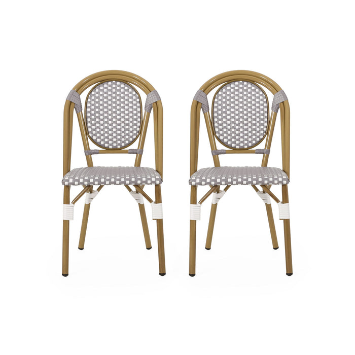 Outdoor Rattan And Aluminum French Bistro Chair Set