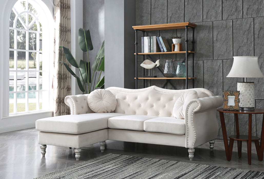 Glory Furniture Hollywood Sofa Chaise, Ivory