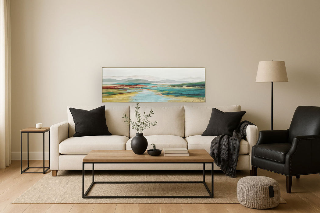 Sunlit Aqua Pass - 20" x 60" Framed Wall Art