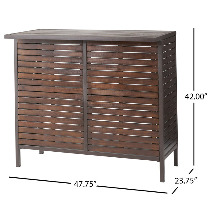 Bar Table With Slat Panel Design - Dark Brown