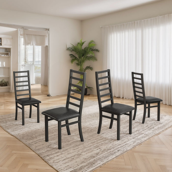 Metal Dining Chairs With Steel Legg, High Back Armless Design