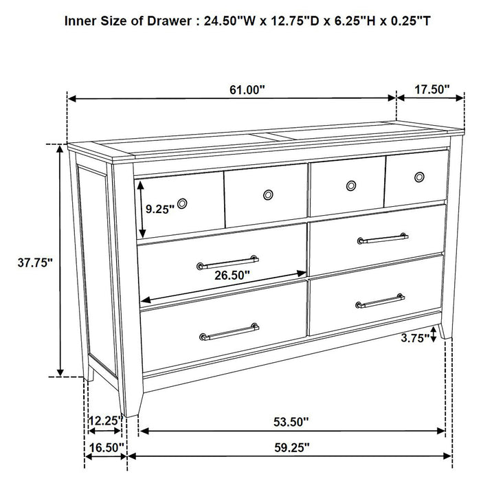 Pelton - 6 Drawer Dresser - Oak