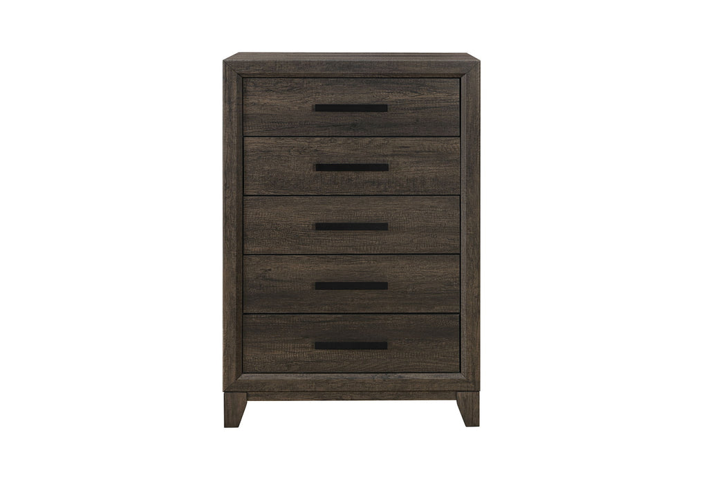 Harmony - 5 Piece Twin Bedroom Set (Bed, Dresser & Mirror, Nightstand, Chest) - Dark Brown