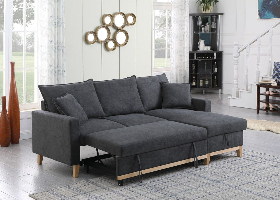 Colton - Reversible Sleeper Sectional Sofa With Storage Chaise - Dark Gray
