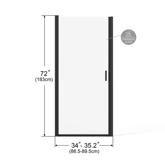 Pivot Shower Door, Tempered Glass, Semi Frameless