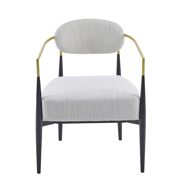 Mid Century Modern Upholstered Accent Armchair With Tapered Legs - Beige / Black / Gold