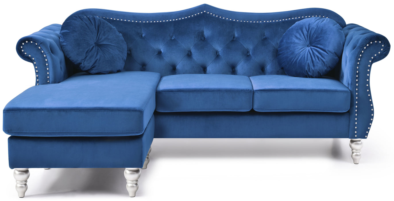 Glory Furniture Hollywood Sofa Chaise, Navy Blue