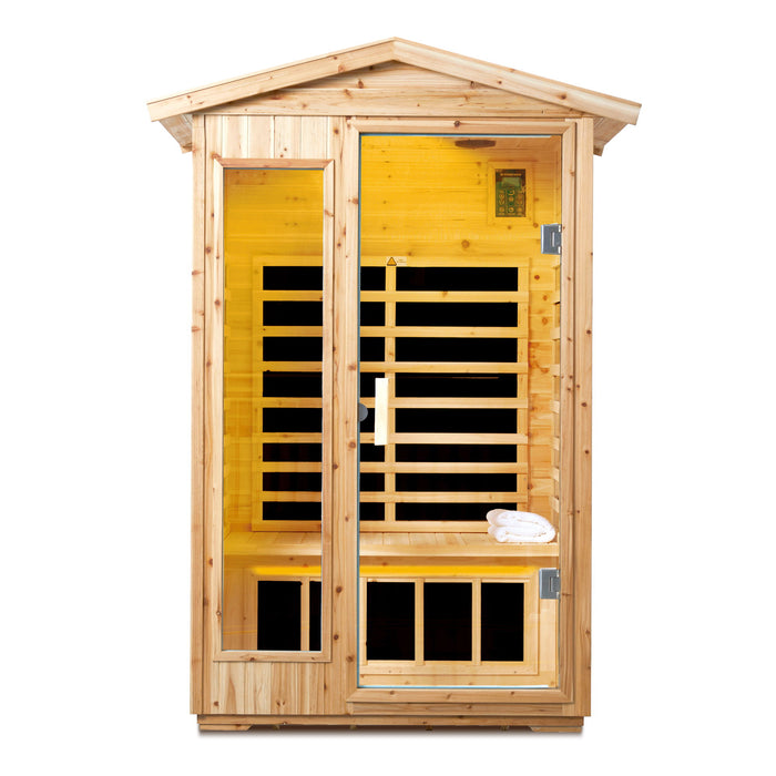 2 Person Far Infrared Old Fir Outdoor Sauna Room - Natural
