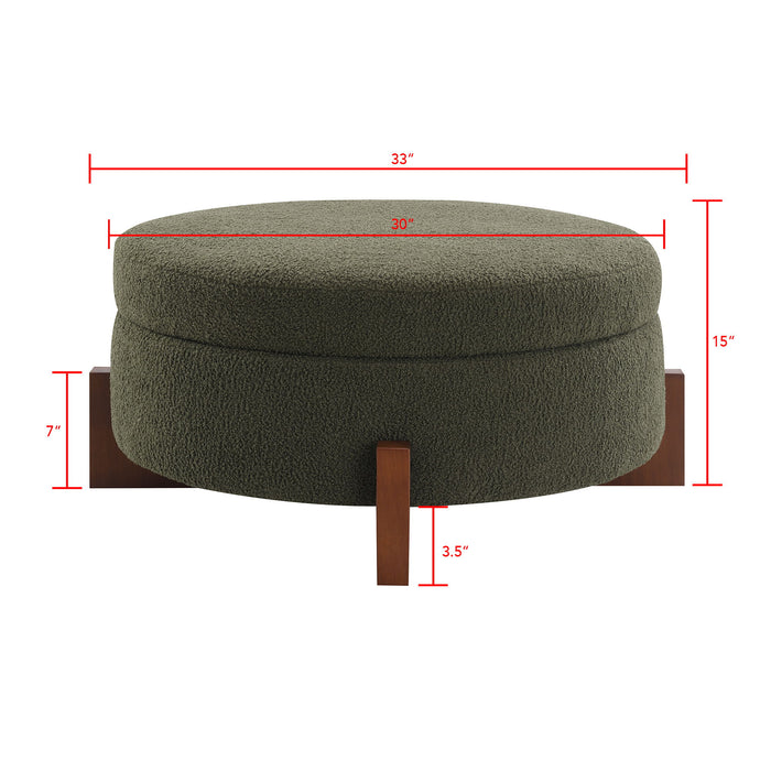 Round Storage Ottoman, Footrest Stool For Living Room