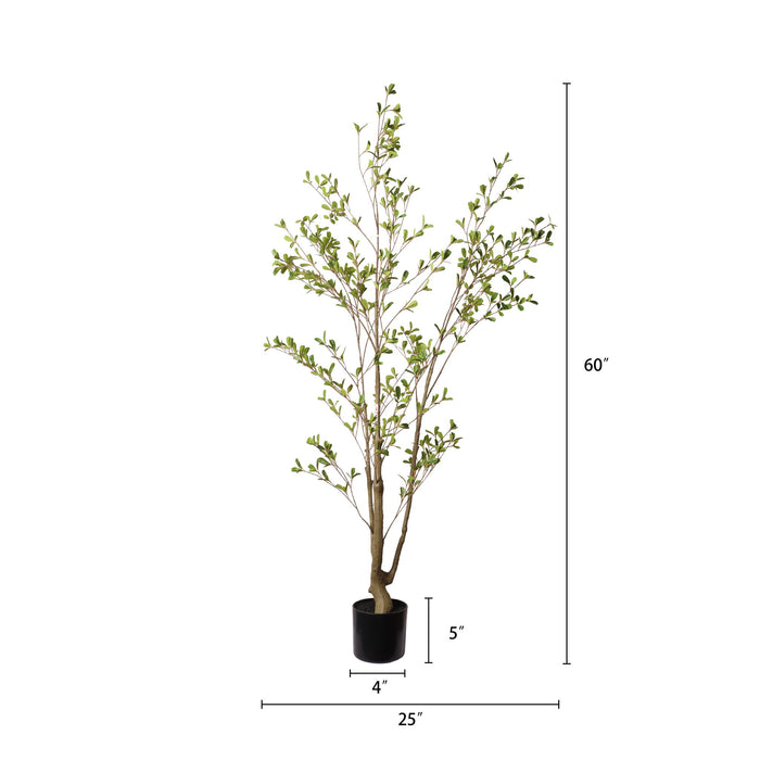 Lifelike Artificial Olive Tree With Plastic Pot For Home Living Room Decor - Green Leaves
