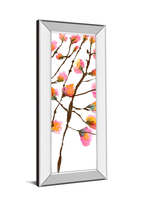 Inky Blossoms Il By Deborah Velasquez - Mirror Framed Print Wall Art - Pink
