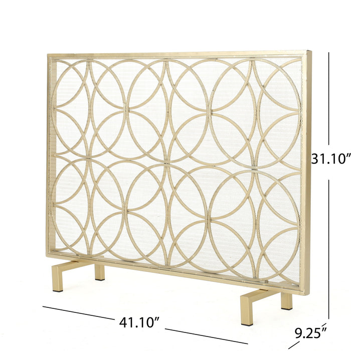 Thayer - Single Panel Iron Fireplace Screen With Geometric Design