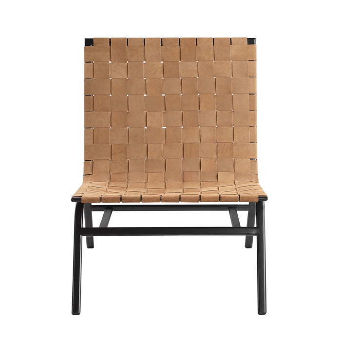 Camden - Woven Accent Chair With Basket Weave Design Metal Frame - Brown