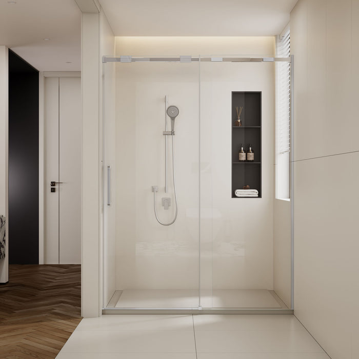 Semi-Frame Single Sliding Shower Door With Clear Tempered Glass