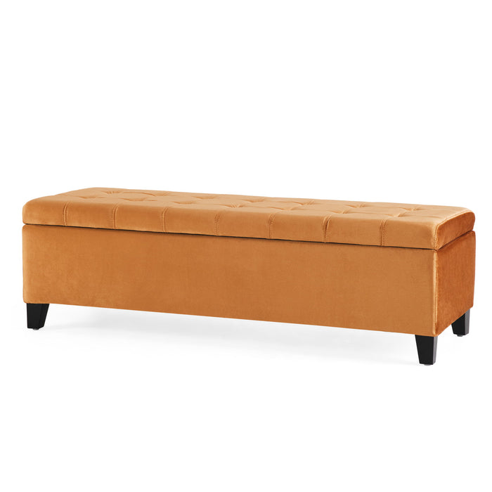 Wendover - Elegant Velvet Tufted Storage Bench With Lift-Up Top And Birch Wood Legs