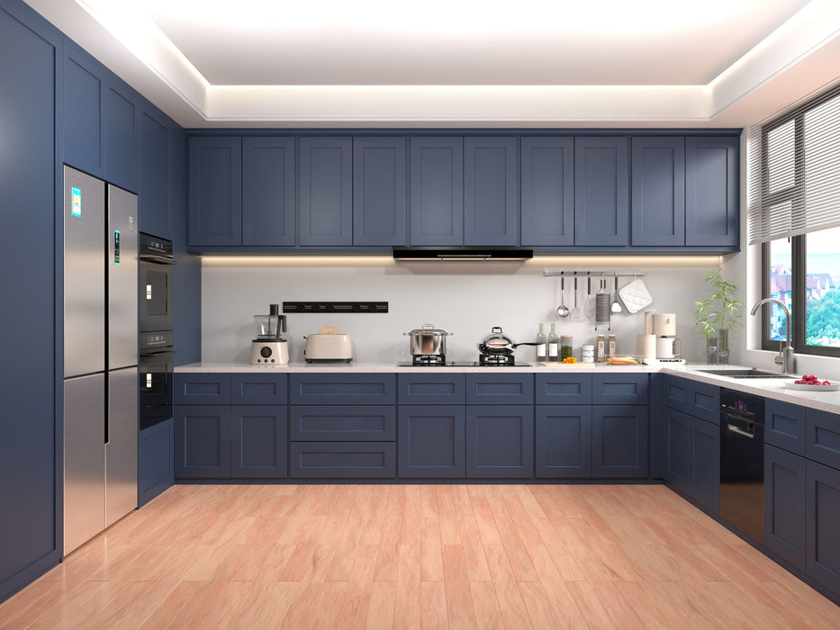 Shaker Base Cabinet With Soft Close Doors And Drawer, Storage Unit With Adjustable Shelf For Bath - Blue