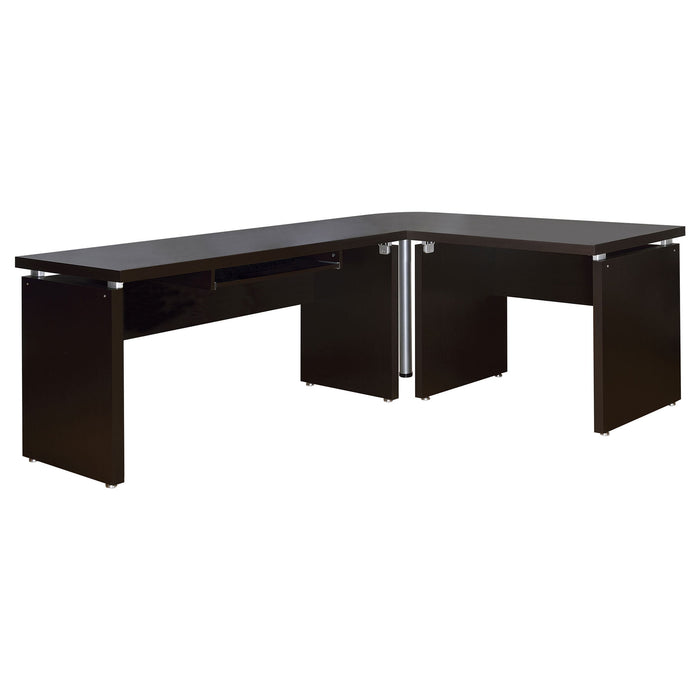 Ulloa - L Shaped Office Desk With Slide Out Keyboard Tray And Storage Drawers - Cappuccino