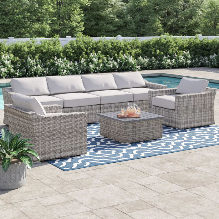 Stylish Sofa Seating Group With Cushions Perfect For Outdoor Gatherings