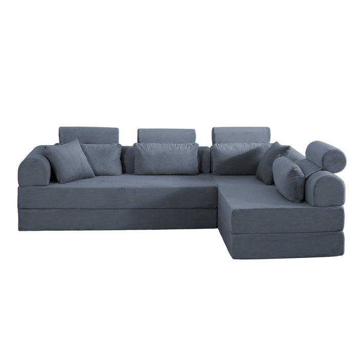 Modern L-Shape Modular Sectional Sofa, Compressed Design