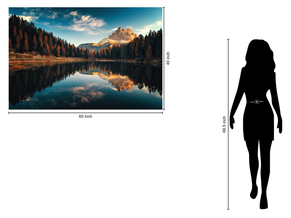 Tempered Glass With Foil - Mountain Reflection - Blue