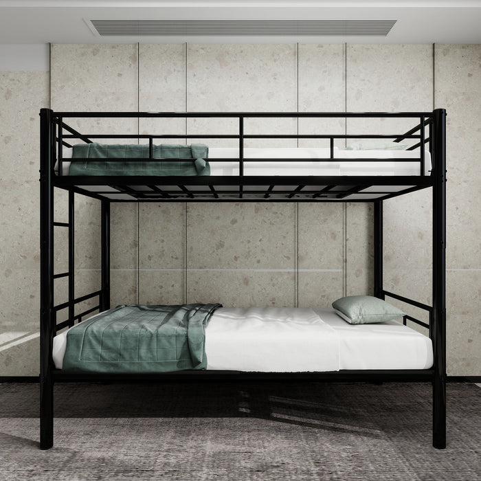 Metal Bunk Bed For Kids, Convertible Bedframe With Ladders & Guardrail