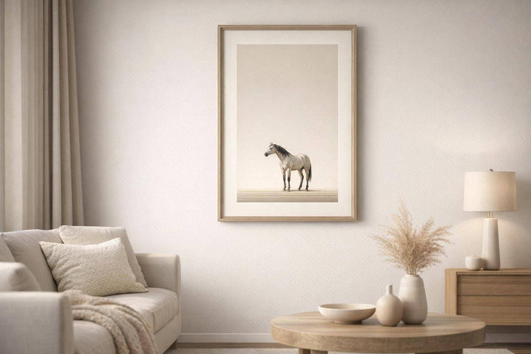 Quiet Stallion I Print on Paper In Frame - Beige / Brown