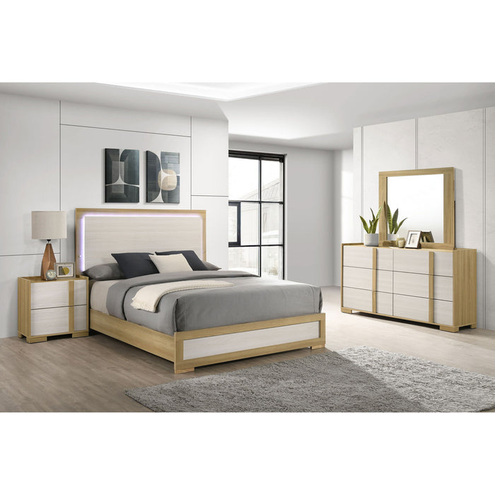 Lincoln - 4 Piece Queen Bedroom Set With LED Lighting - Natural