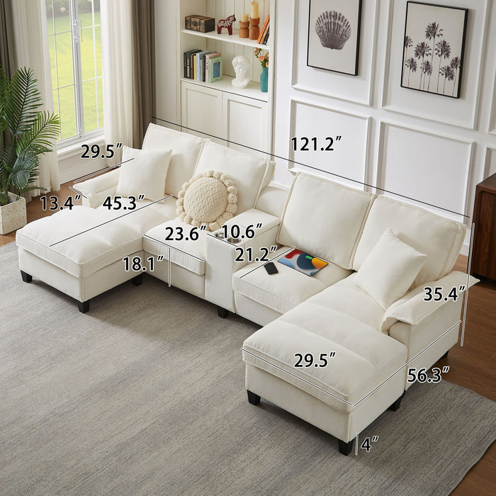 Modern U-Shaped Sectional Sofa Bed With Storage