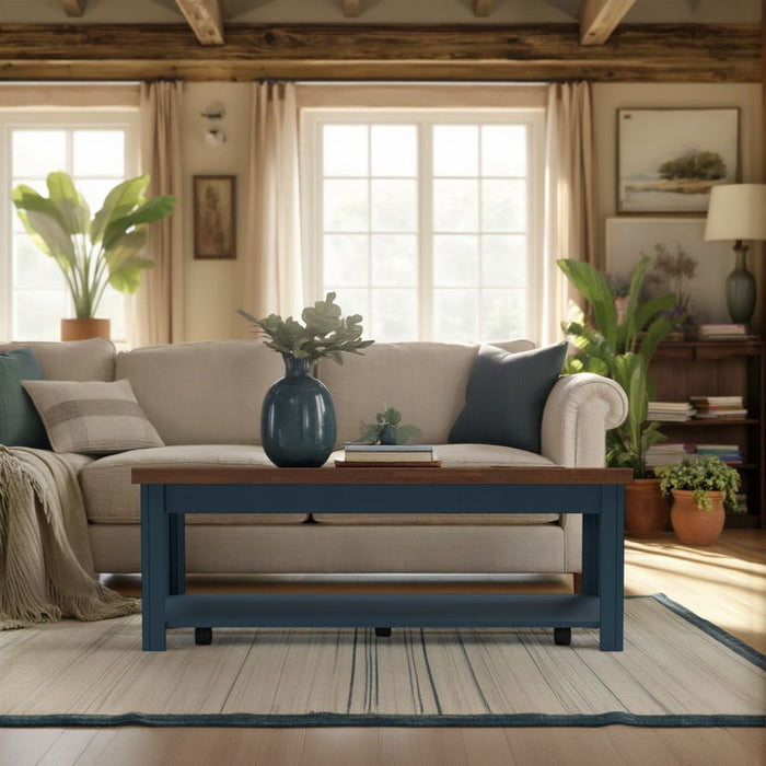 Nantucket - Chairside Table Wooden - Blue Denim, Whiskey
