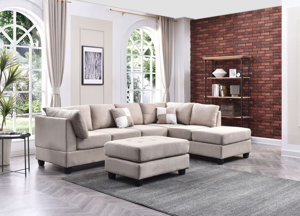 Glory Furniture Malone Sectional (3 Boxes), White - Microfiber