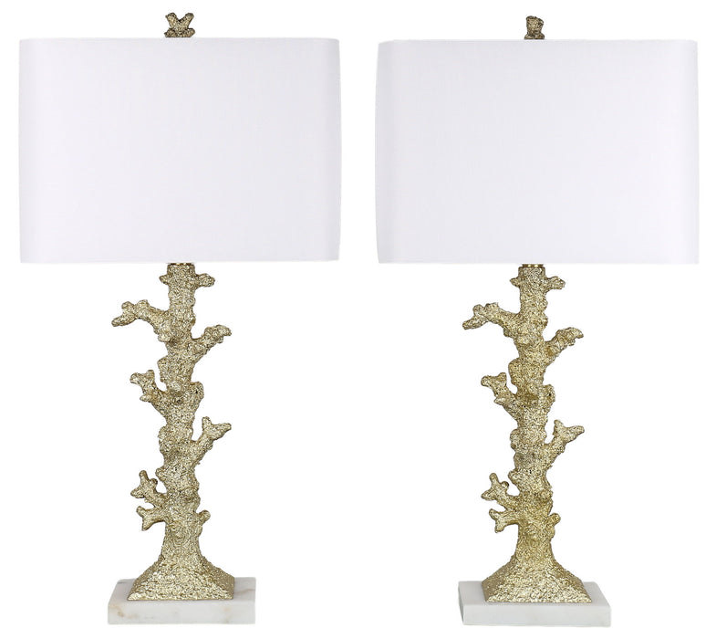 Gilded Reef - 30 X 15 - Resin Table Lamp (Set of 2) - White Marble