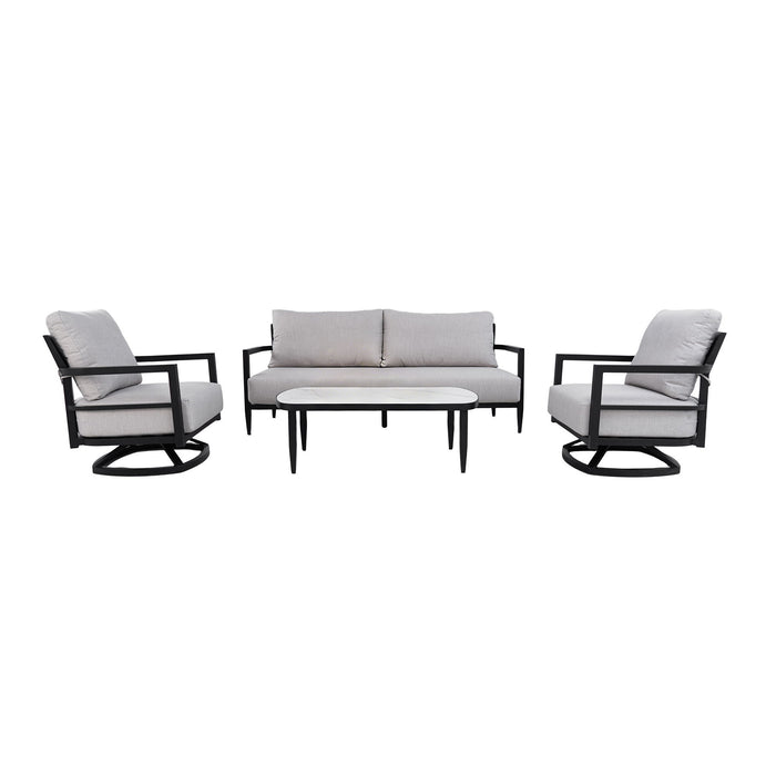 Outdoor Conversation Set With Chairs, Bench Sofa, Tables, Sunbrella Cushions