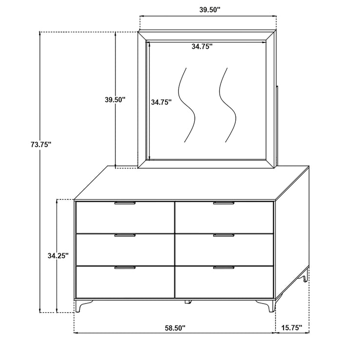James - 6 Drawer Dresser With Mirror - White