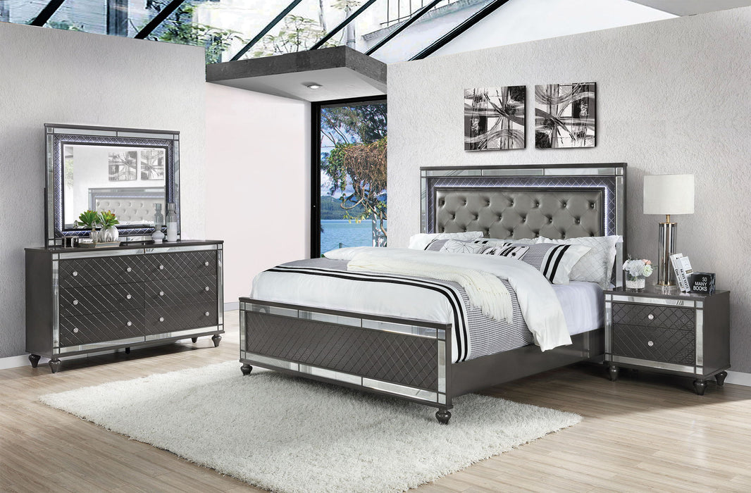 Refino - Queen 4 Piece Bedroom Set - Gunmetal