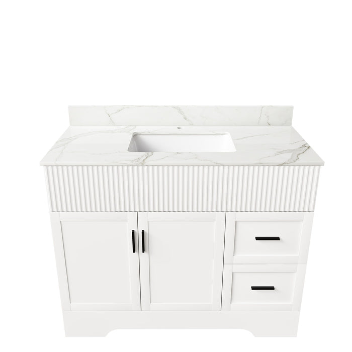 Bathroom Vanity Set, Fluted Cabinet, Soft Close Doors & Drawers - White