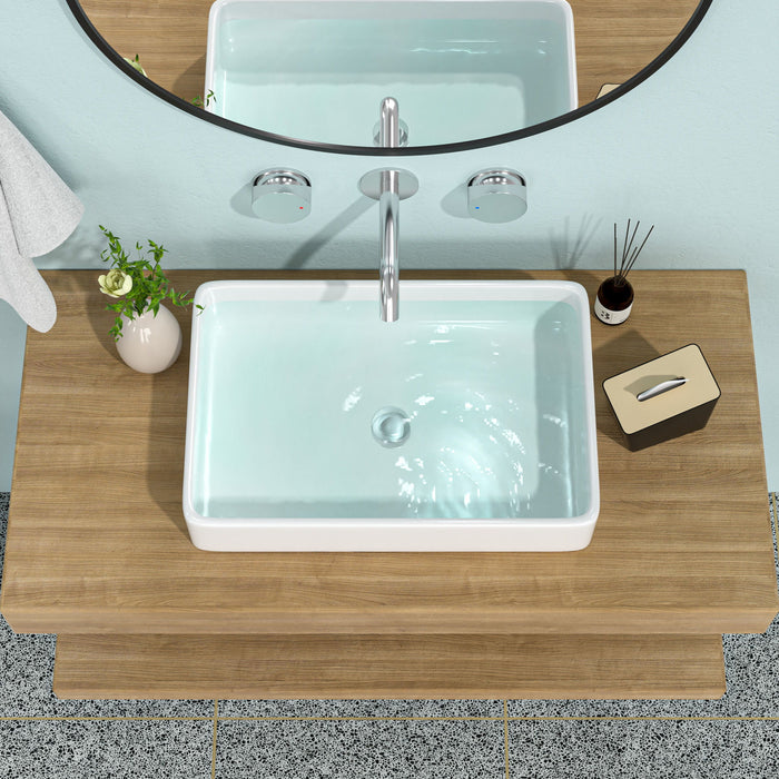 Modern European Design Ceramic Rectangular Vessel Bathroom Sink