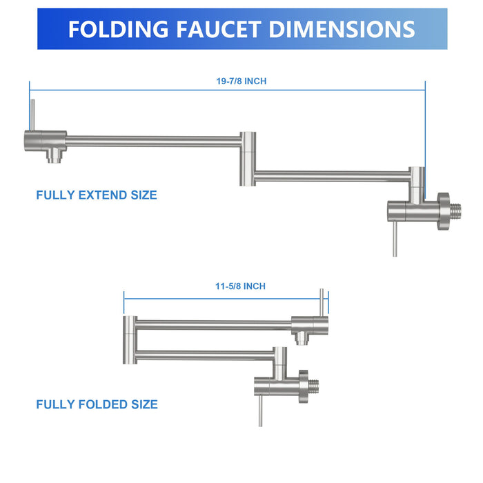 Modern Design Pot Filler Faucet Wall Mount Kitchen Sink, Folding Stretchable