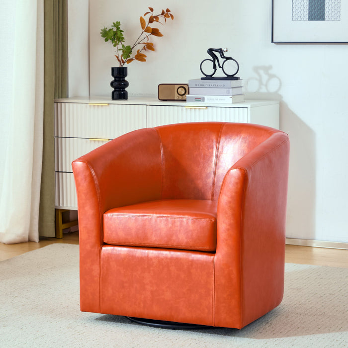 Wilmore - Elegant Swivel Barrel Chair - Orange