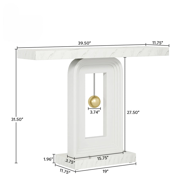 Console Table With Geometric Base For Living Roo - White / Gold