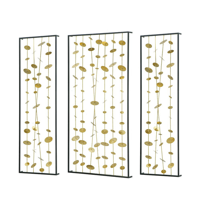 Metal Decorative Wall Art With Frame, Wall Decor For Living Room (Set of 3) - Gold