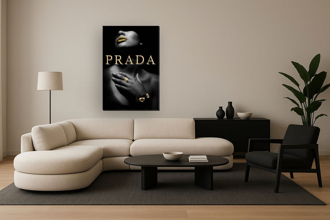 Gilded Shadow Glamour - 32" x 48" Framed Wall Art