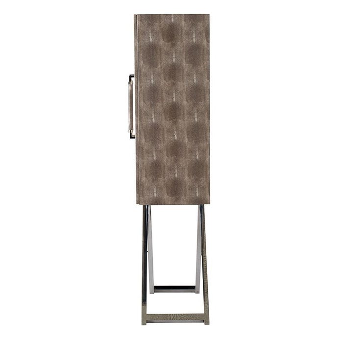 Cabinet - Silver - Faux Leather