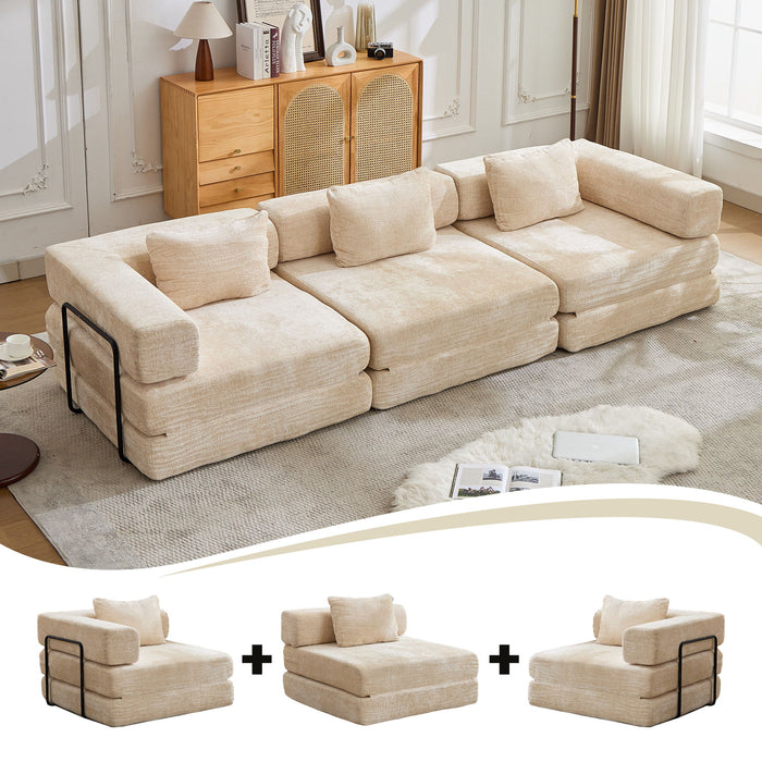 Convertible Floor Sofa Bed, Boneless Modular Sectional Sofa For Living Room